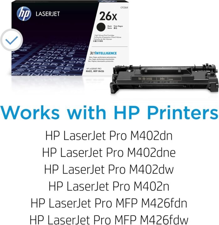 HP 26X Black High-yield Toner Cartridge | Works with HP LaserJet Pro M402 Series, HP LaserJet Pro MFP M426 Series | CF226X - Image 3